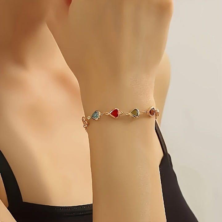 レインボーハート ストーンブレスレット