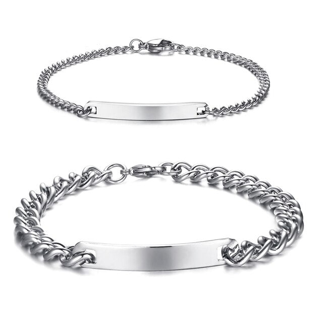 刻印カップル チェーンブレスレットセット